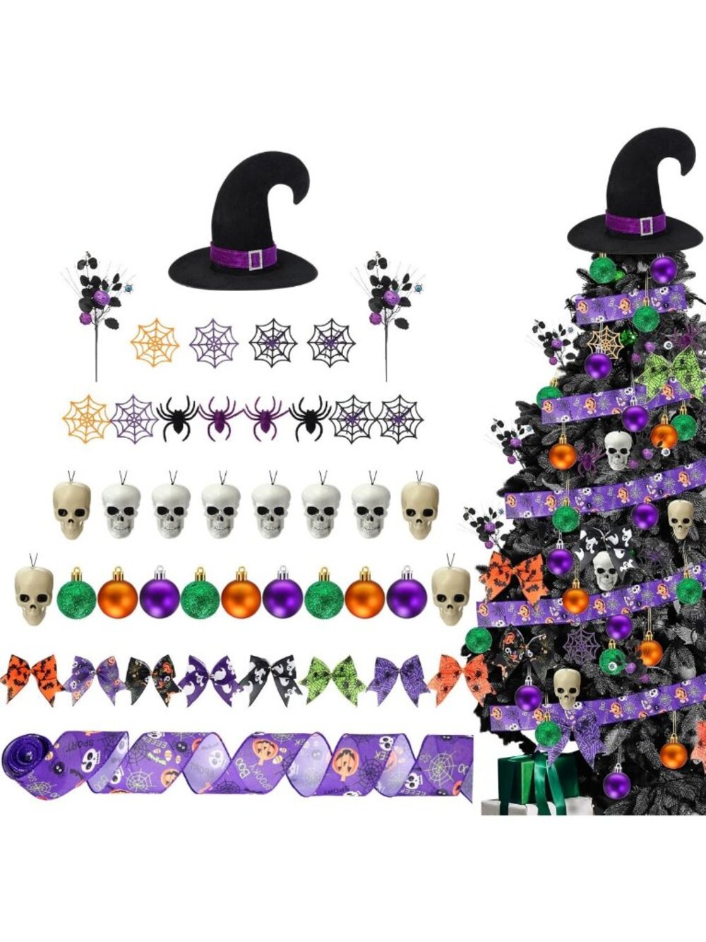 43 Pcs Halloween Tree Ornaments & Decorations - Spooky Home Party Decor